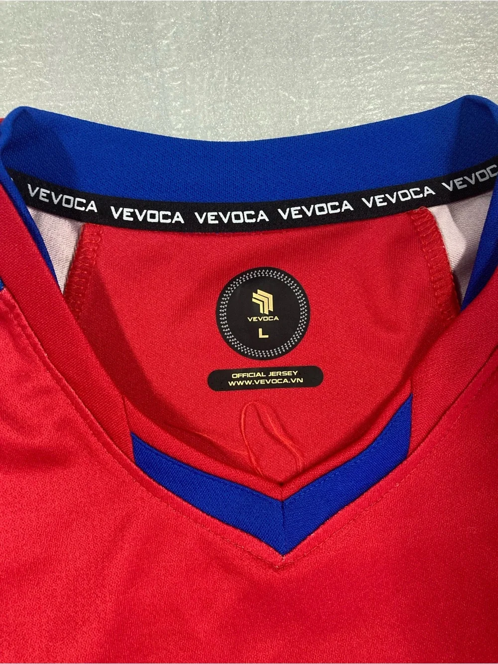 Unbranded Red Men’s Athletic Jersey with Blue Accents - Picture 2 of 9